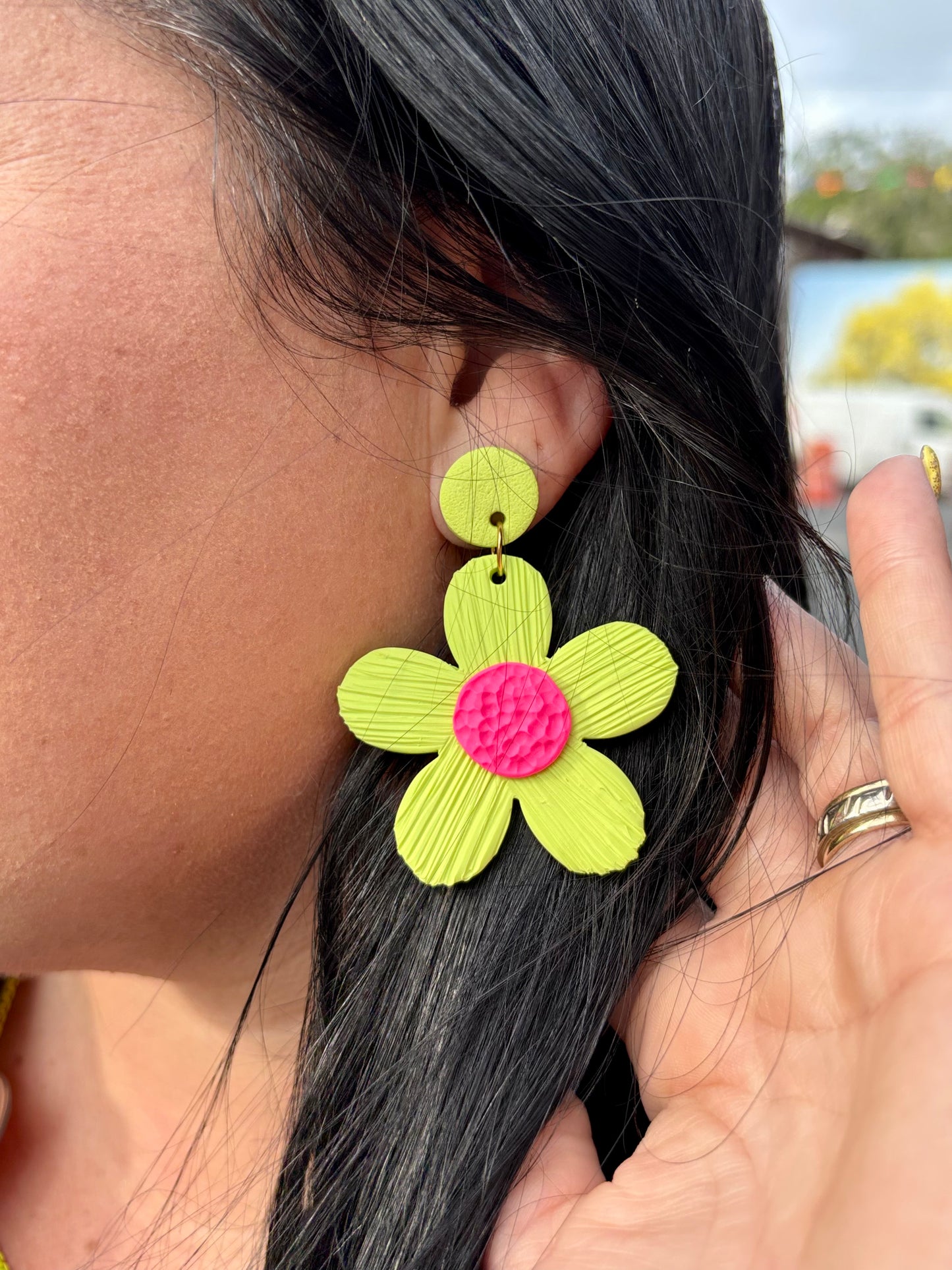 Flor Tropical Verde Neón